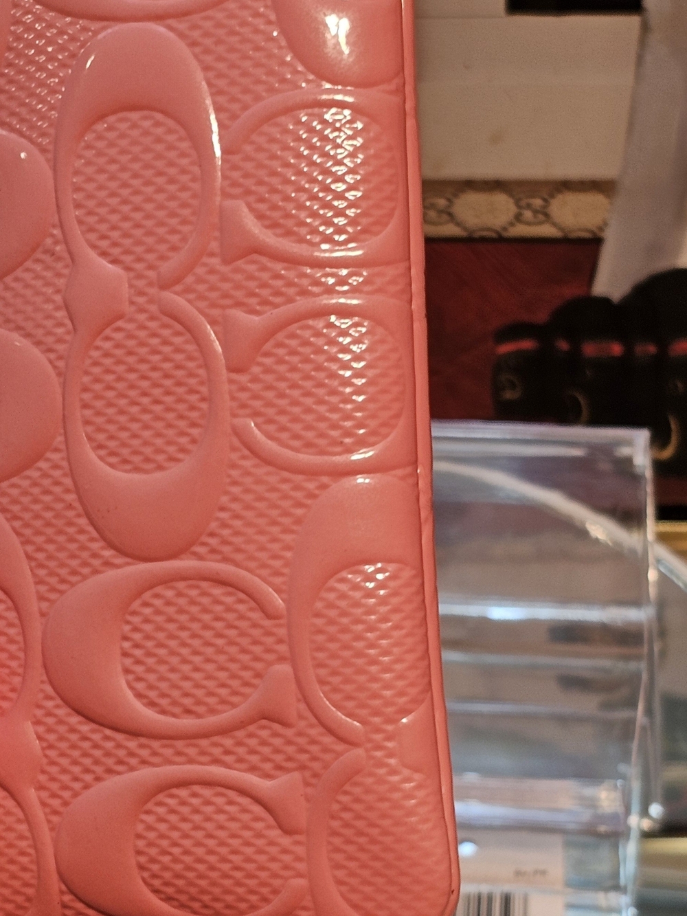Coach Patent-Embossed in Coral Pink Leather Wristlet - Picture 9 of 13